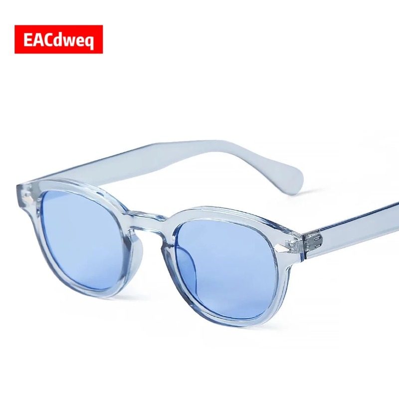 Women'S Fashion Eyewear - Modische Transparente Blaue Runde Sonnenbrille für