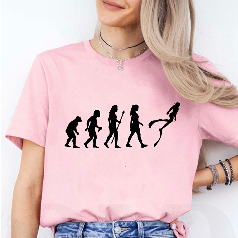 Women Fashion Evolution - Lustige Evolution des Tauchens Frauen T-Shirt