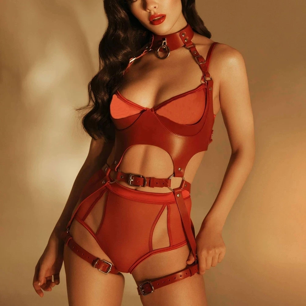 Women'S Fashion Harness - Damen Mode Harness-Gürtel-Set aus PU-Leder, Körper-Harness,