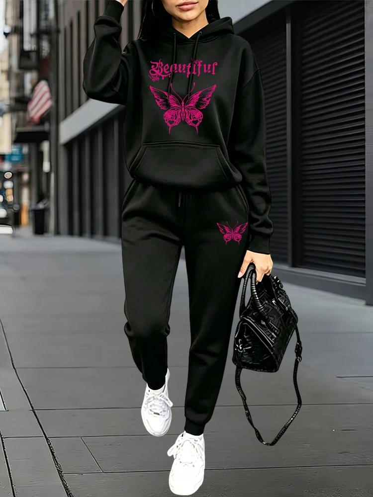 Women'S Fashion Winter 2026 - Herbst-Winter Alltags-Freizeit-Sportanzüge: Hoodies + Jogginghosen, Komfort-Outfits