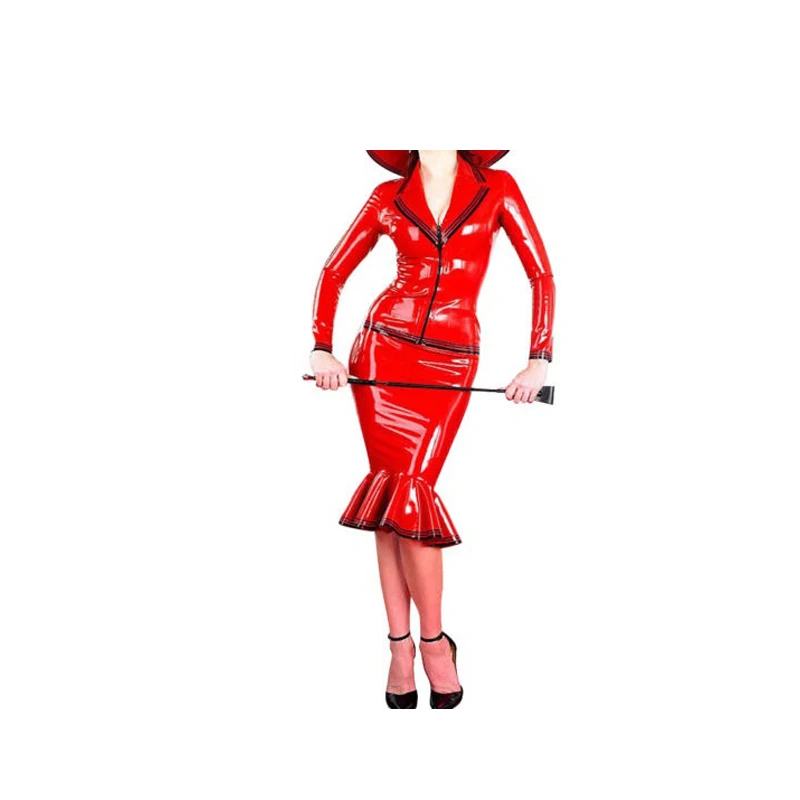 Xxl Women Fashion - Latex-Kleid aus Gummi in Rot, Stylisch