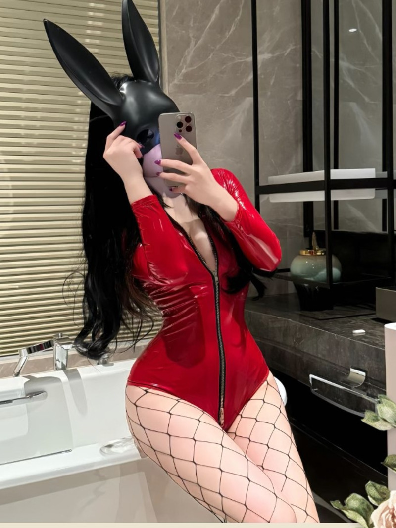 Women'S Fashion Pajamas - Sexy Patent Leder Body Zipper Uniform