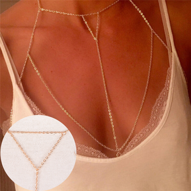 Women'S Fashion Harness - Gold Silber Mode Glieder kette BH