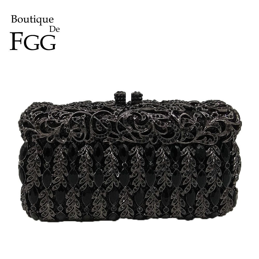 Women'S Fashion Boutique - Boutique De FGG Elegante schwarze Kristall-Damen-Abend-Clutch,