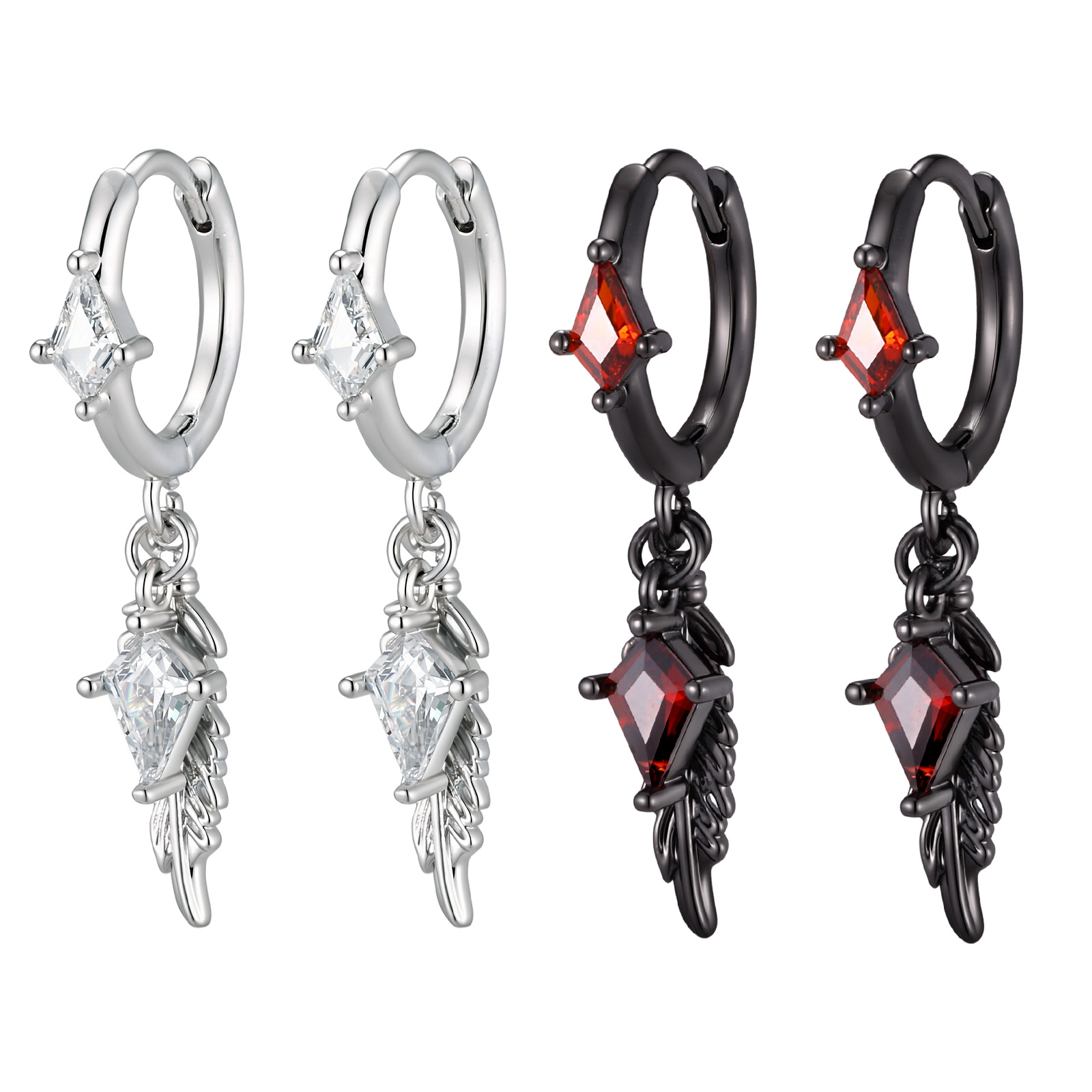 Women'S Fashion Edgy - Flügel-Rhombus CZ Hänge-Ohrringe für Damen, Zirkon