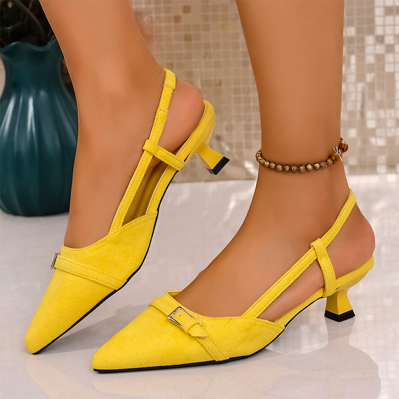 Women'S Fashion Summer 2025 - Modische gelbe High-Heels-Sandalen für Damen, Schnallen-Dekor,