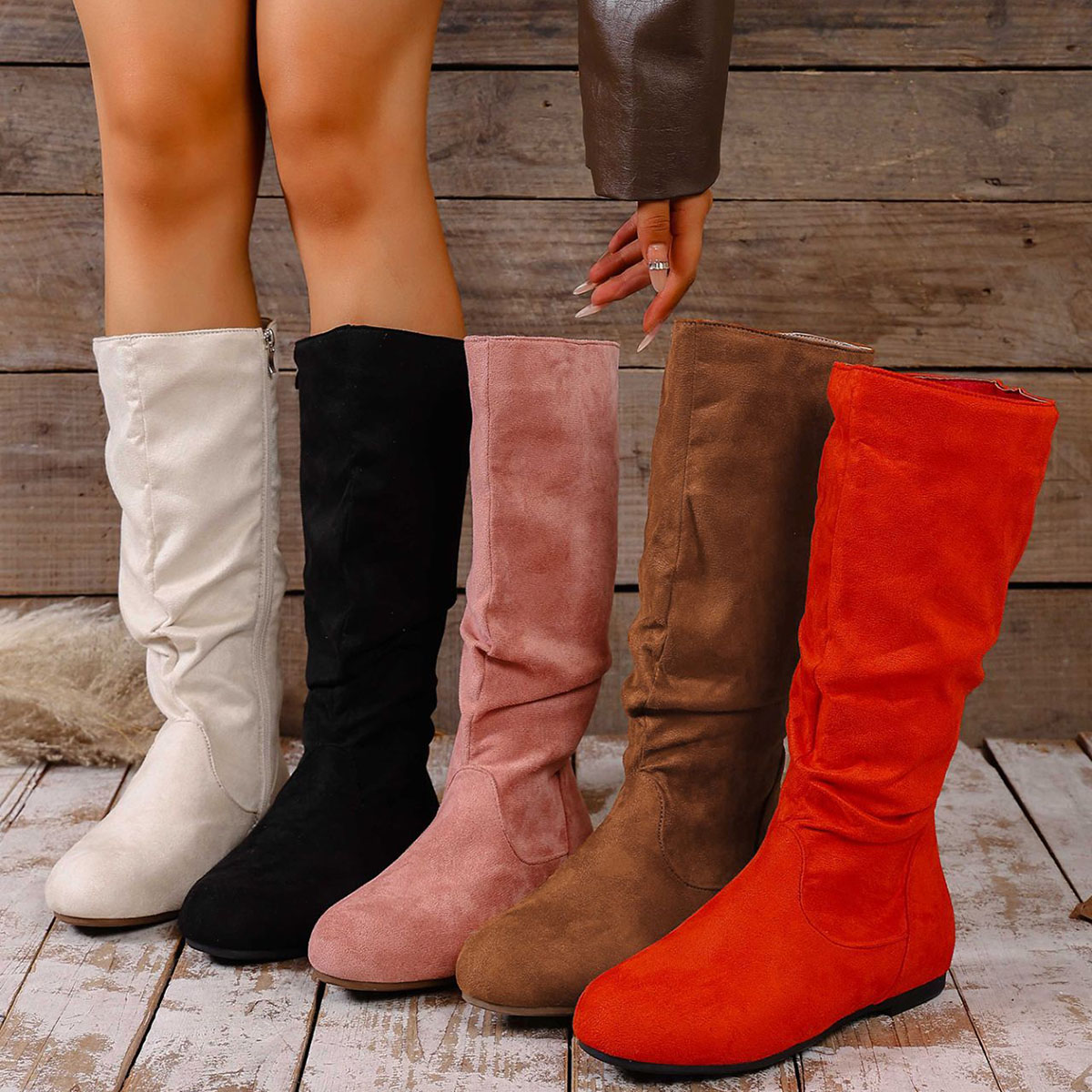 Women'S Fashion Winter 2026 - 2026 Neue Modische Runde Wildleder-Motorradstiefel mit