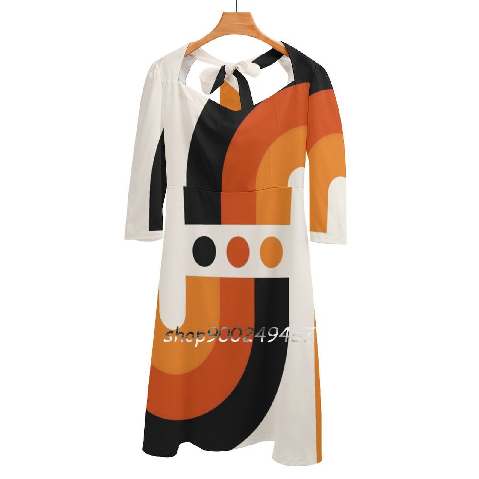Women'S Fashion Of The 70S - Sunset Regenbogen Flare Kleid Square Neck