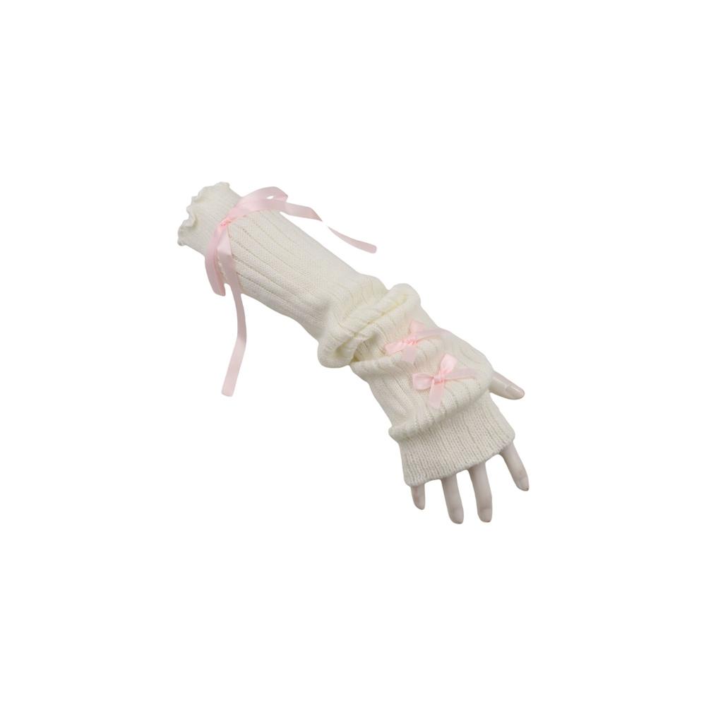 Women'S Fashion Gloves - Streetwear Elastische Gestrickte Bogen Arm Ärmeln