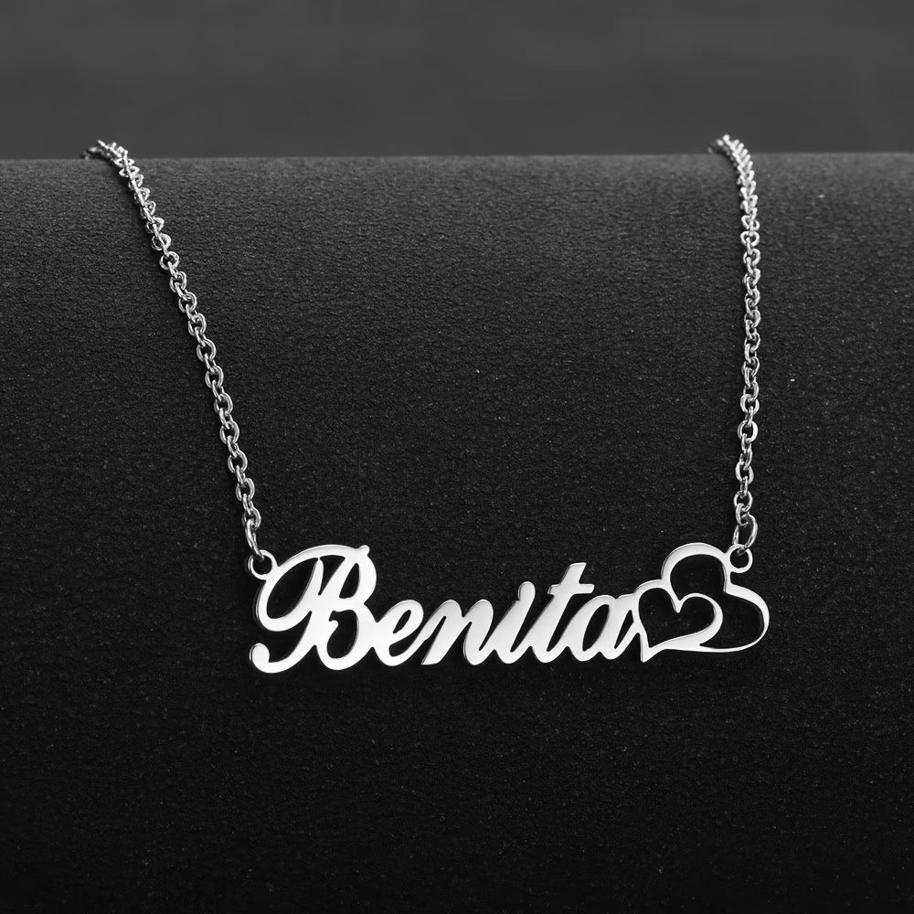 Women Fashion Names - Personalisierte Doppelherz-Halskette mit individuellem Namen, Edelstahl,