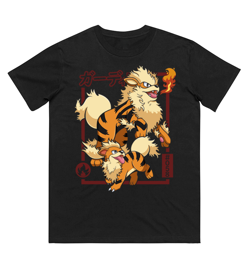 Women Fashion Evolution - Pokémon Growlithe Evolution bedrucktes T-Shirt aus