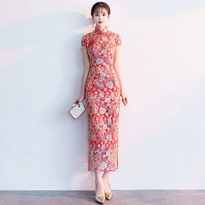 Xxl Women Fashion - Damenkleid, modisch, chinesischer Stil, elegant, lang,