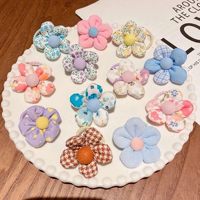 Women'S Fashion Boutique - 10 Stück Große Blumen-Haargummis, Niedliche Boutique-Süße